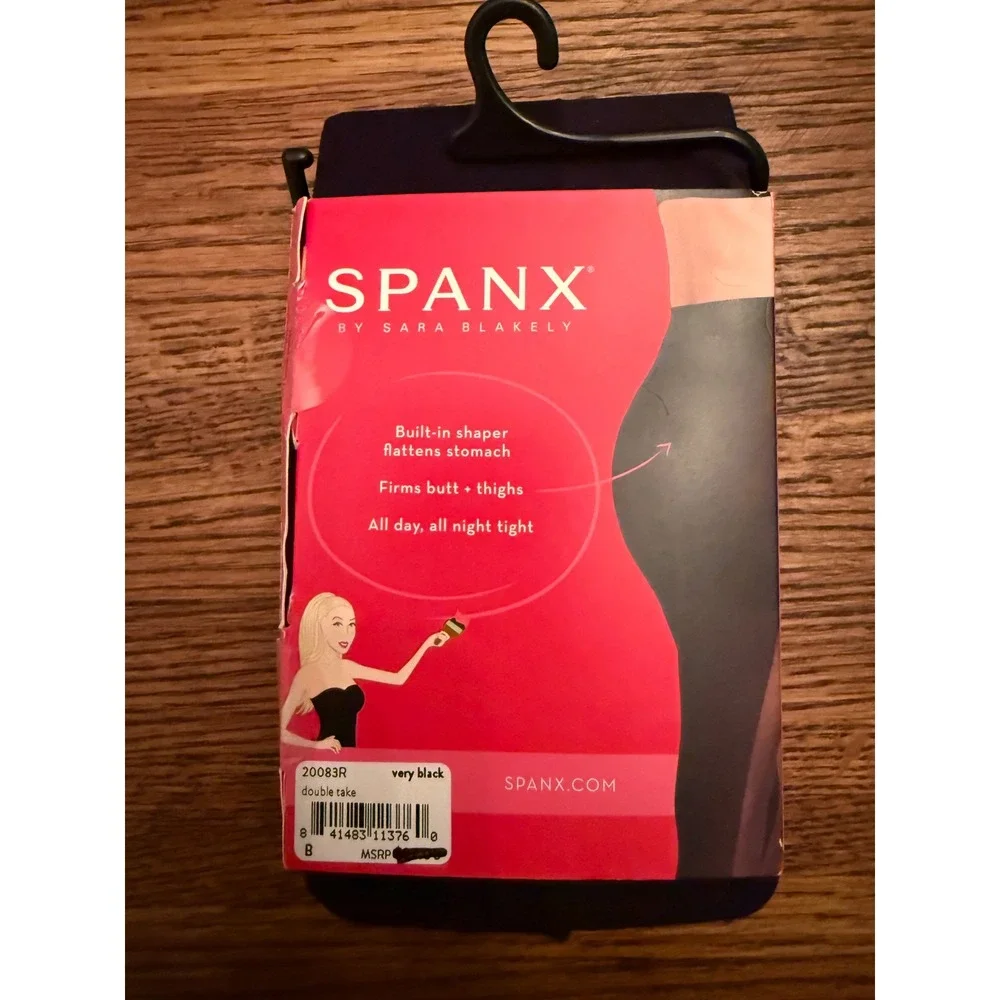 SPANX Tights Double Take Patterned Leg‎ All Day Shaping Black Size B